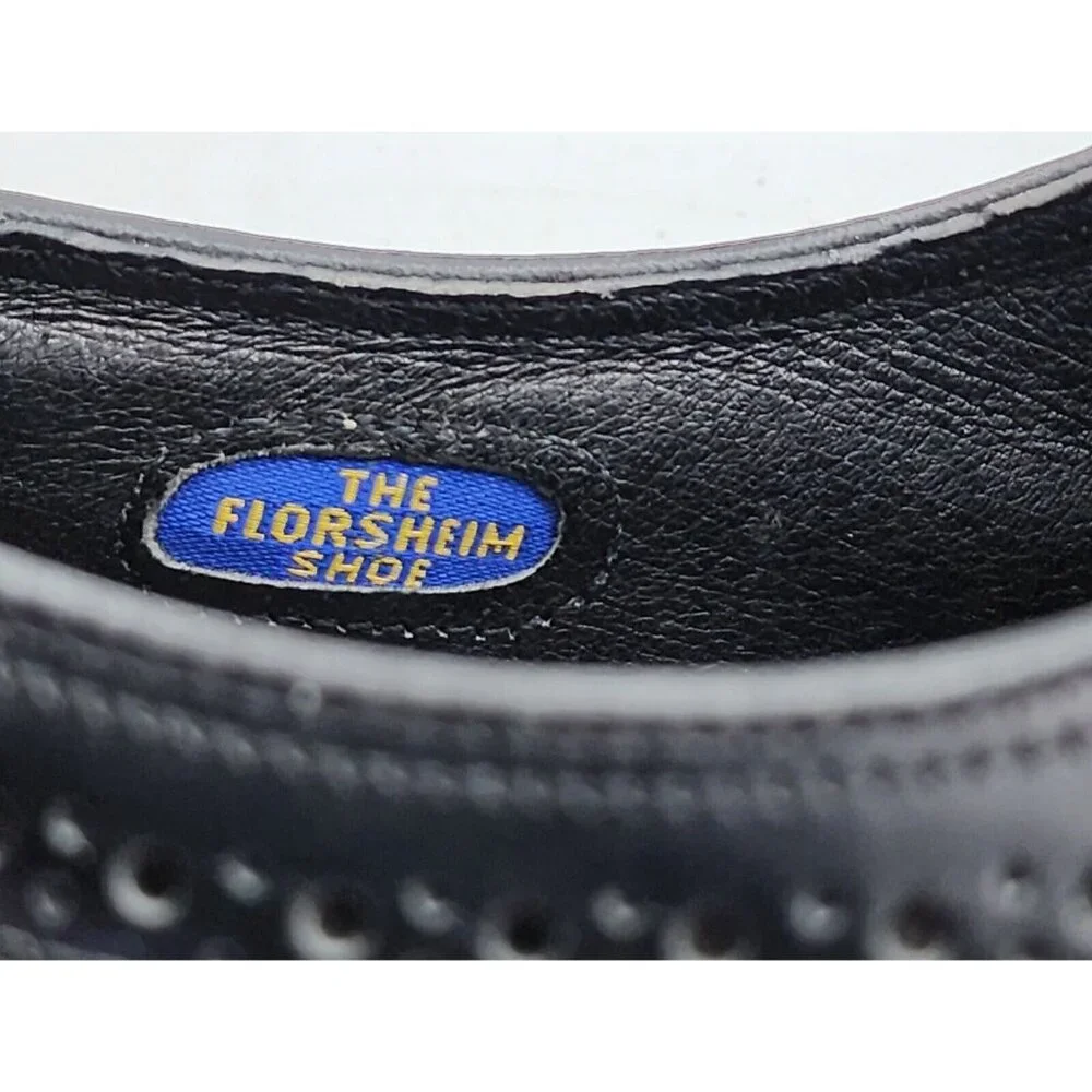 Florsheim Imperial Black Leather Lace Up Wingtip Oxford Brogue Shoes Size 10.5 E